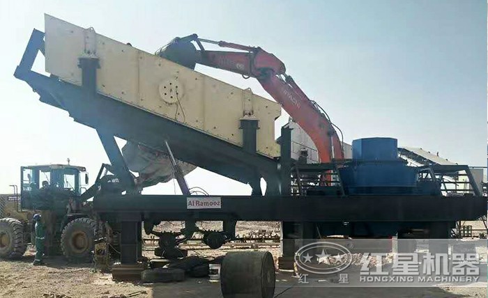 移動制砂機(jī)鵝卵石施工現(xiàn)場