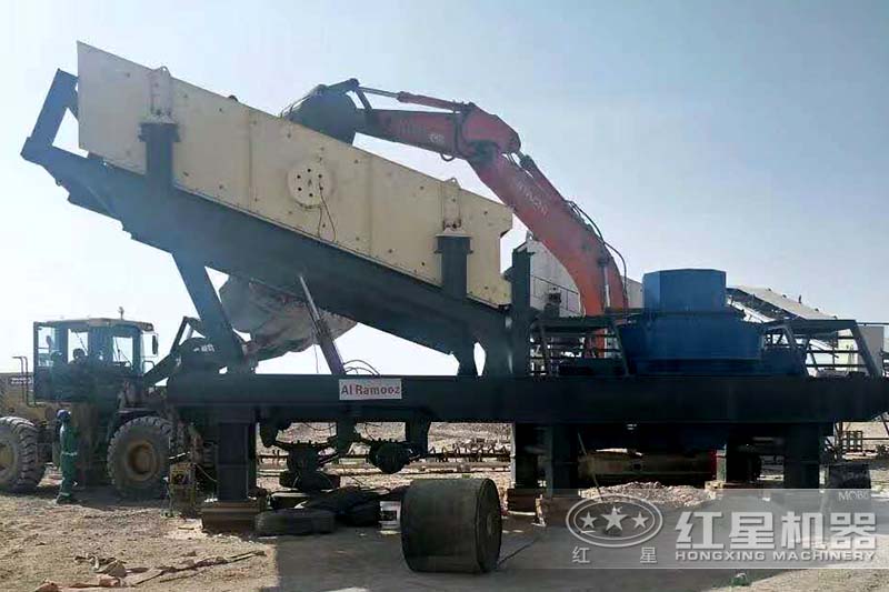 山東煙臺(tái)客戶一小時(shí)100噸一體式破碎、制沙設(shè)備